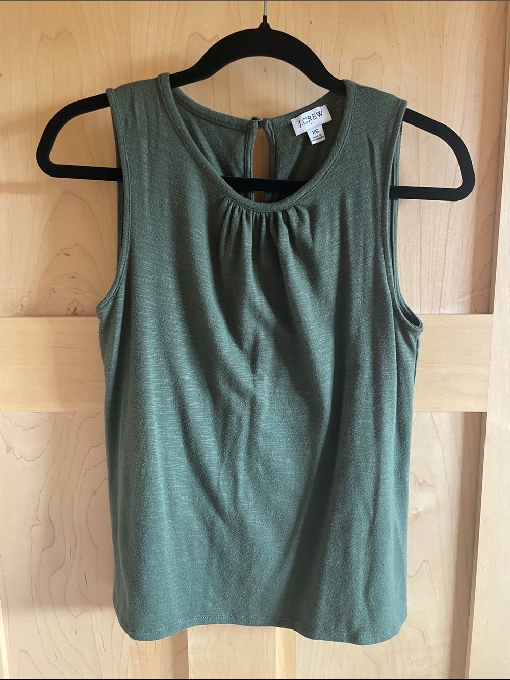 J. Crew Olive Green Gathered Neck Sleeveless Tank Top
